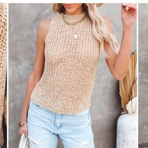 Vici Piper Sleeveless Knit Top - Sand